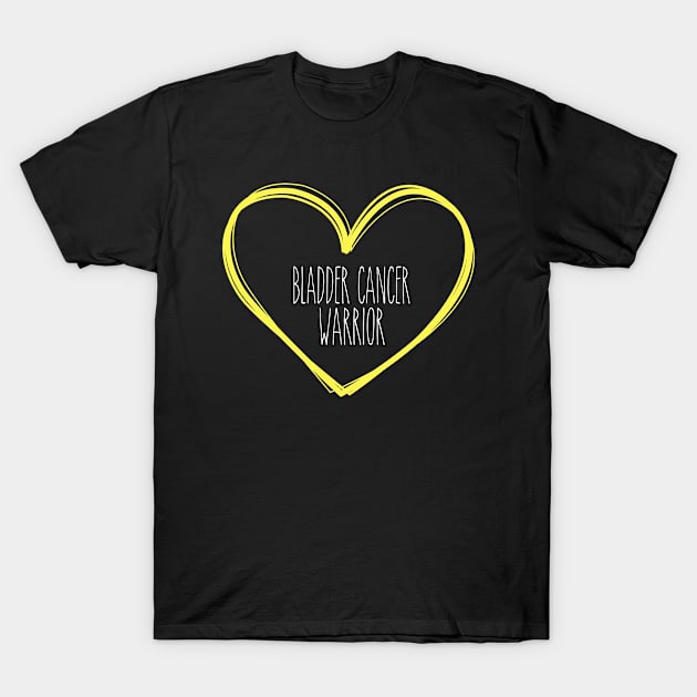 Bladder Cancer Warrior Heart Support T-Shirt by MerchAndrey
